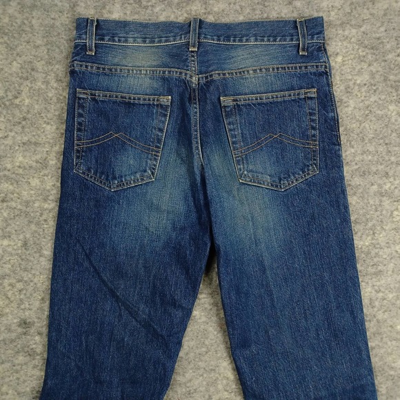 H&M Divided Jeans Mens 30x32 Boot Cut Button Fly Mid Rise Faded Whiskers Indigo - Picture 7 of 7